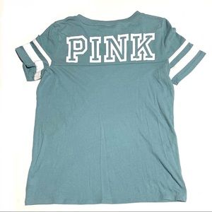 PINK Turquoise V Neck Short Sleeves Tee Size Medium
